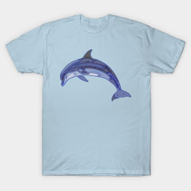 Dolphin Line Art Design T-Shirt by PhotoArts